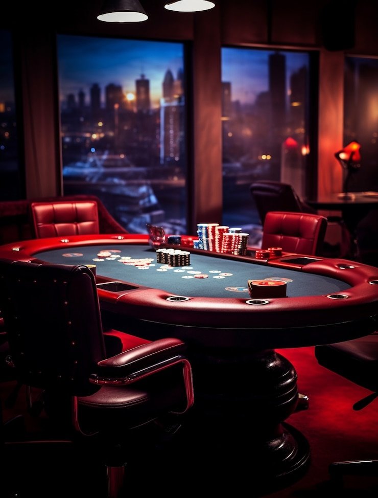Texas Poker table interface on megawin77 slot showing community cards and player positions
